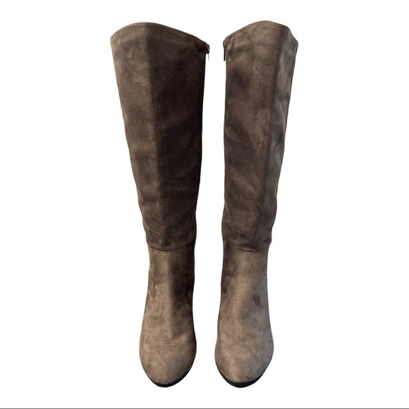 Simply Styled sz 6.5 gray taupe microfiber tall heeled boots - Picture 7 of 16
